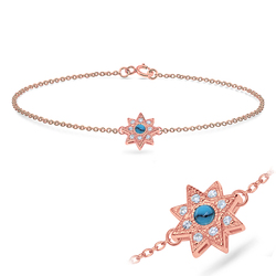 Star Shape with Turquoise and CZ Bracelet BRS-543-RO-GP